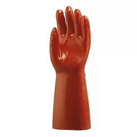   Ochranné rukavice Vygen 40 cm bordové, odolné voči kyselinám, zásadám a olejom, hygienické gaštanovohnedé, veľkosť 10
