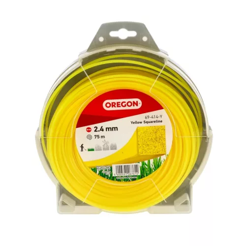 Struna Oregon 2,4 mm štvorcová 75 m žltá s háčikom